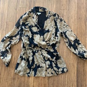 Shoshanna V-neck Dark Floral Blouse